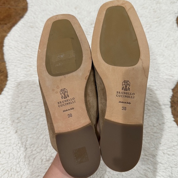 New Brunello Cucinelli Monili Embellished Suede Backless Mule Loafers Sz 38 US 8 - Picture 7 of 10